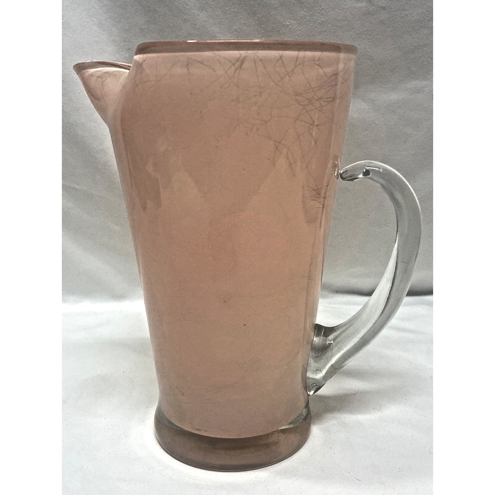 West Virginia Glass Pink Pitcher Gold Threads 9-1/4in Vintage Mid Century Modern